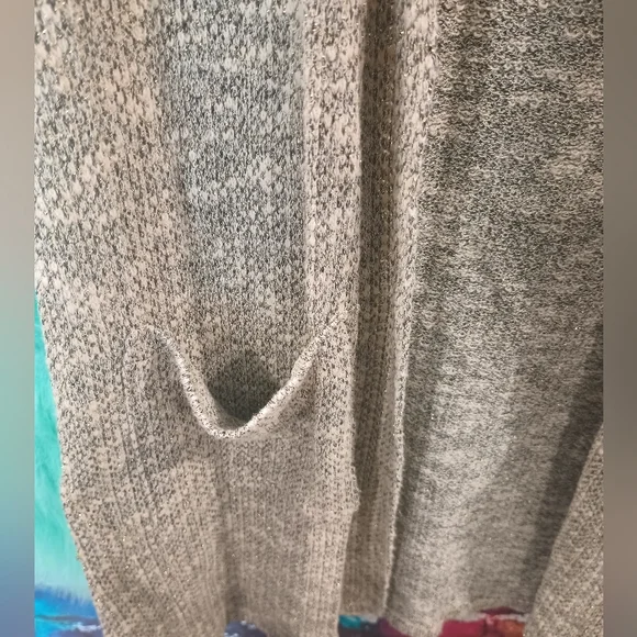 Ruby Rd Gray Silver White Sleeveless Open Front Fall Sweater Size M - Picture 9 of 14